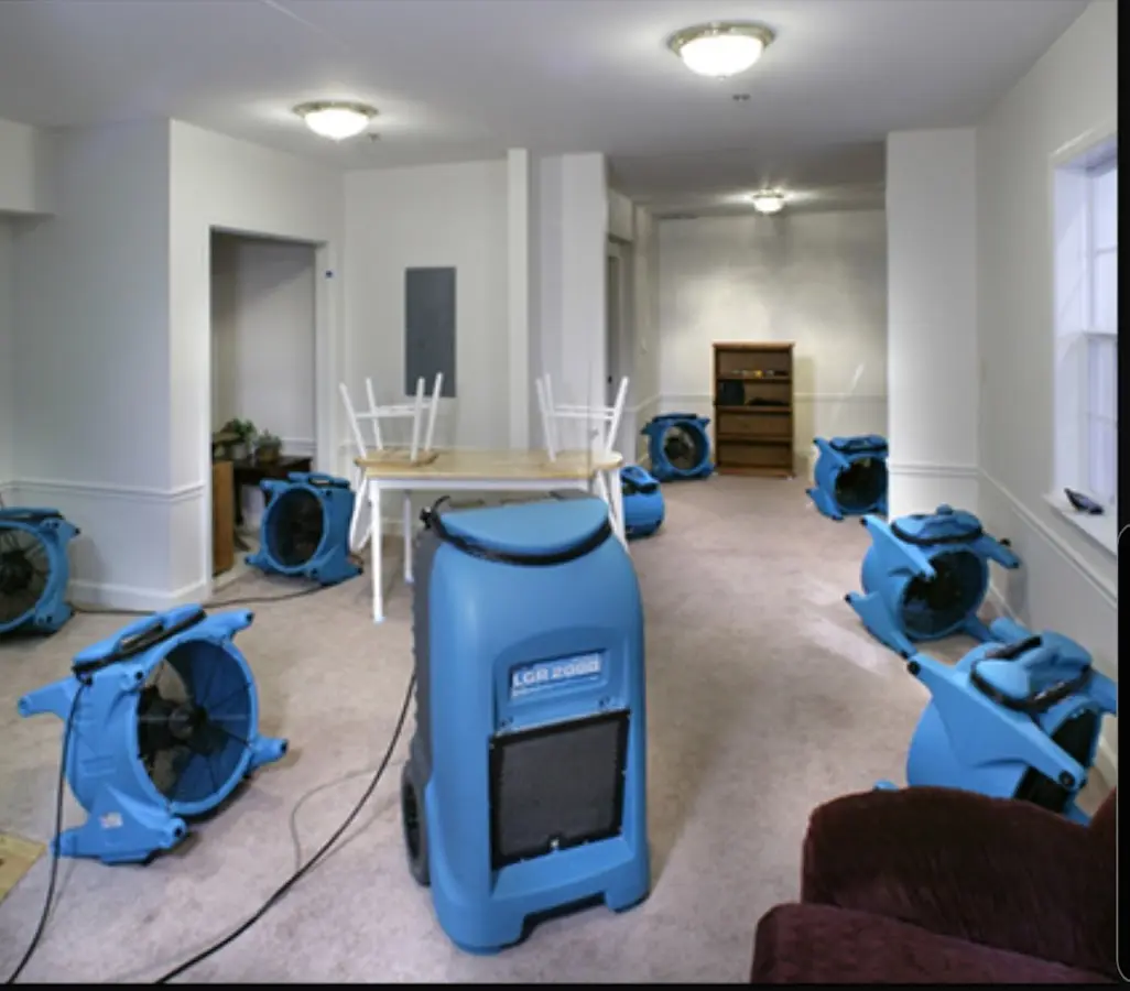 Air movers and dehumidifier setup for Water Extraction & Removal in Wilbraham